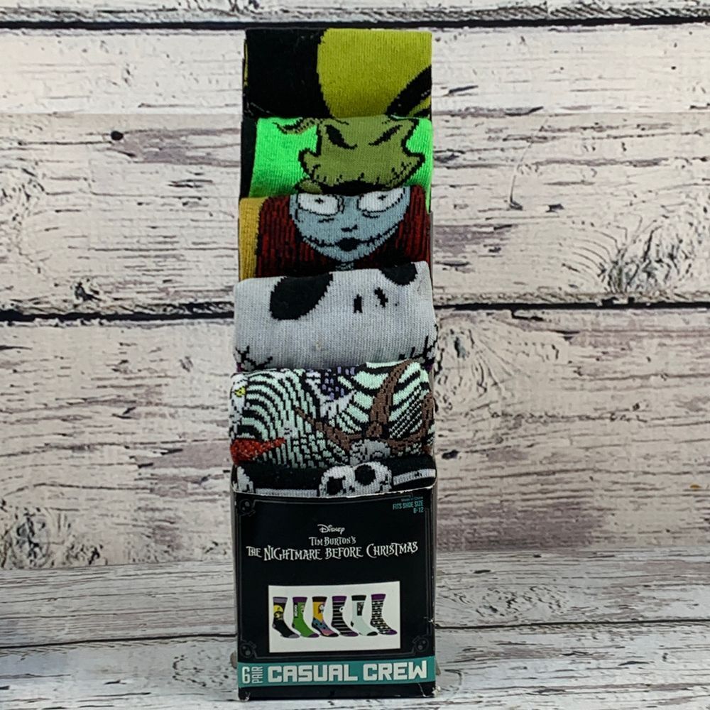 Disney Nightmare Before Christmas Socks 6-Pack Casual Crew [Shoe Size‎ 8-12] NEW